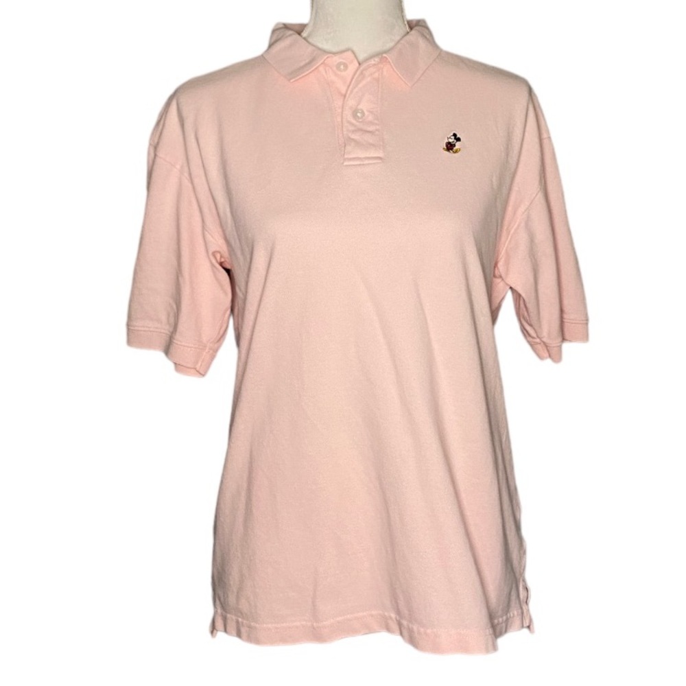 Disney Parks Light Pink Polo Shirt with Mickey Mouse Logo Small Short Sleeves
